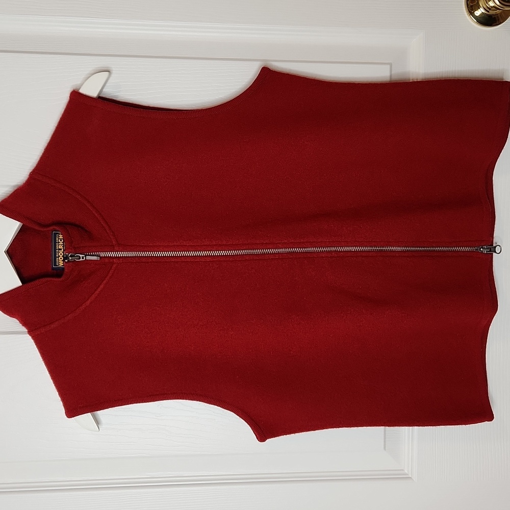 Woolrich Ruby Red 100% Wool Vest 2 Way Zipper Siz… - image 1